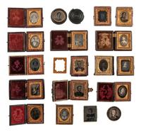 [EARLY PHOTOGRAPHY]. 18 sixteenth plate images of men, women, and children.
