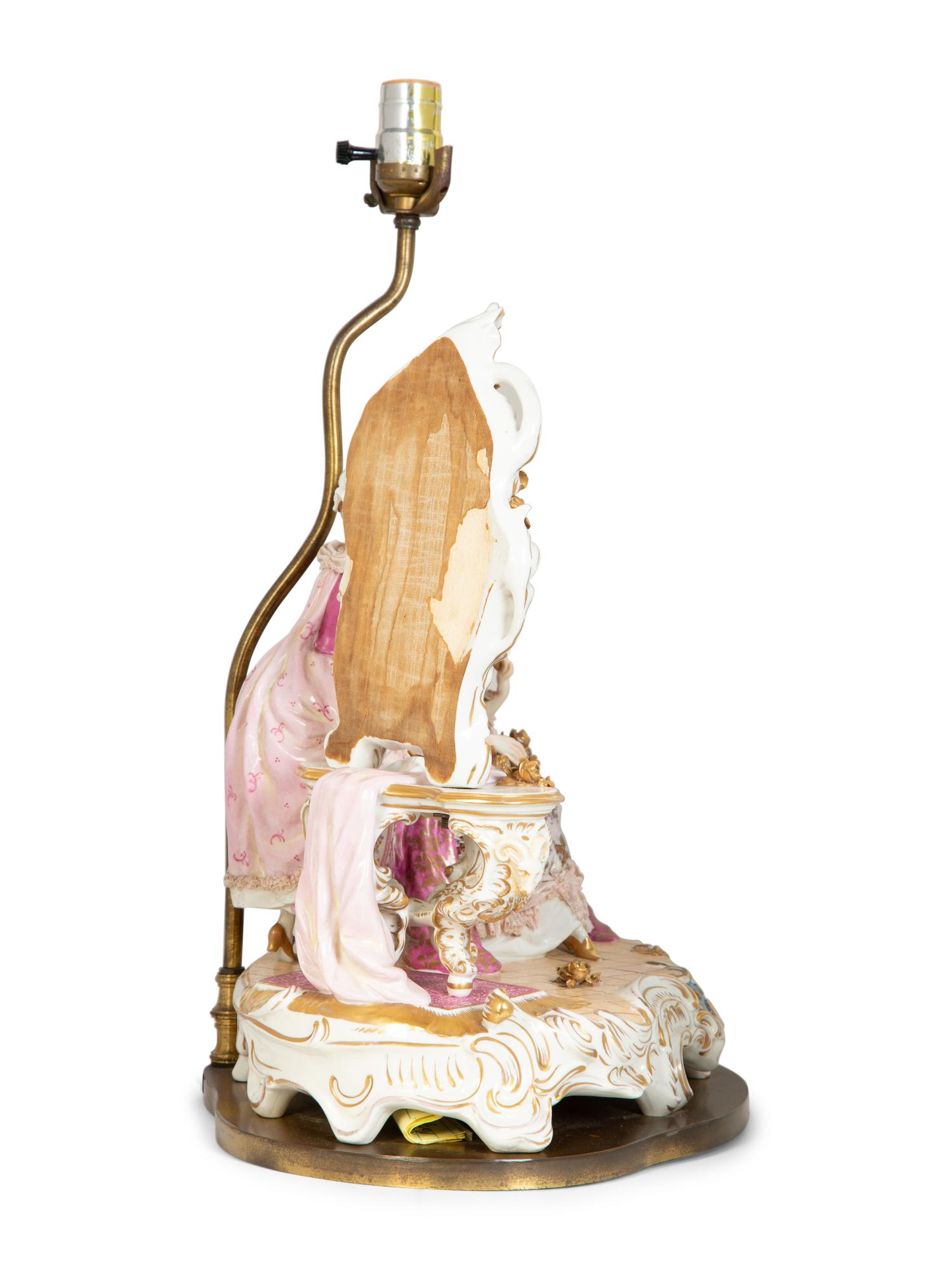 A Dresden Porcelain Figural Group Mounted as a Lamp — 19th/20th Century