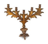 An Italian Painted Wood Five-Light Candelabrum