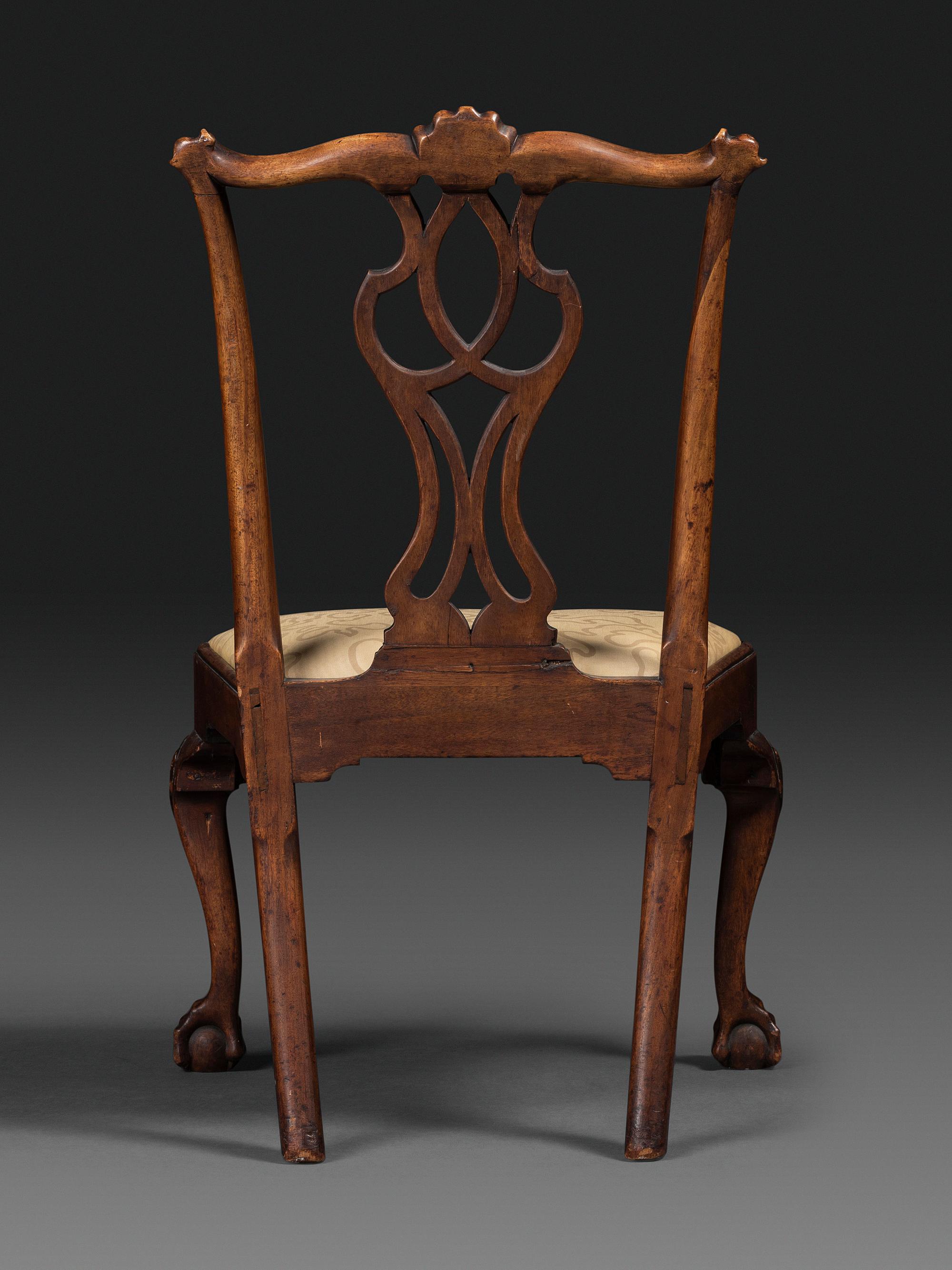 A Chippendale Shell Carved Walnut Claw-and-Ball Foot Side Chair
