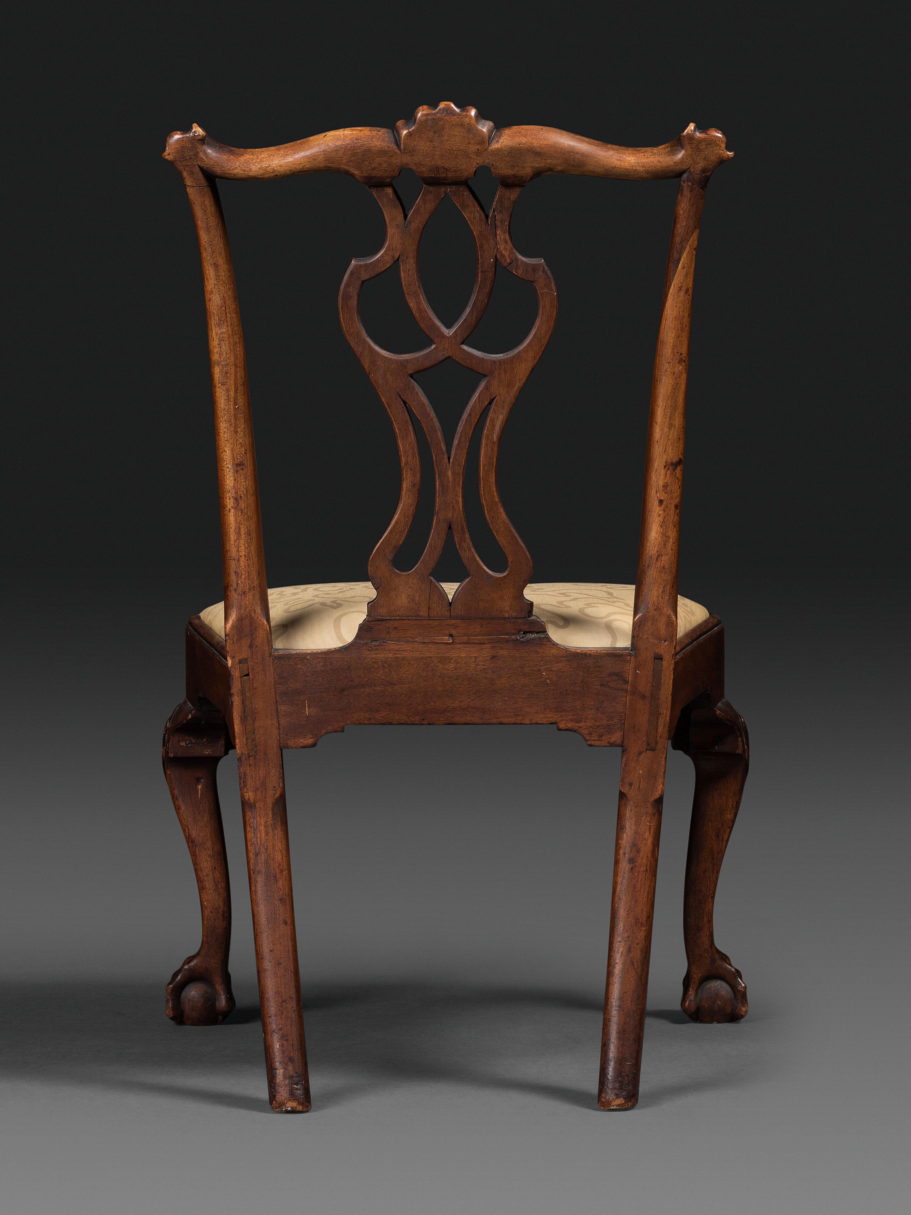A Chippendale Shell Carved Walnut Claw-and-Ball Foot Side Chair