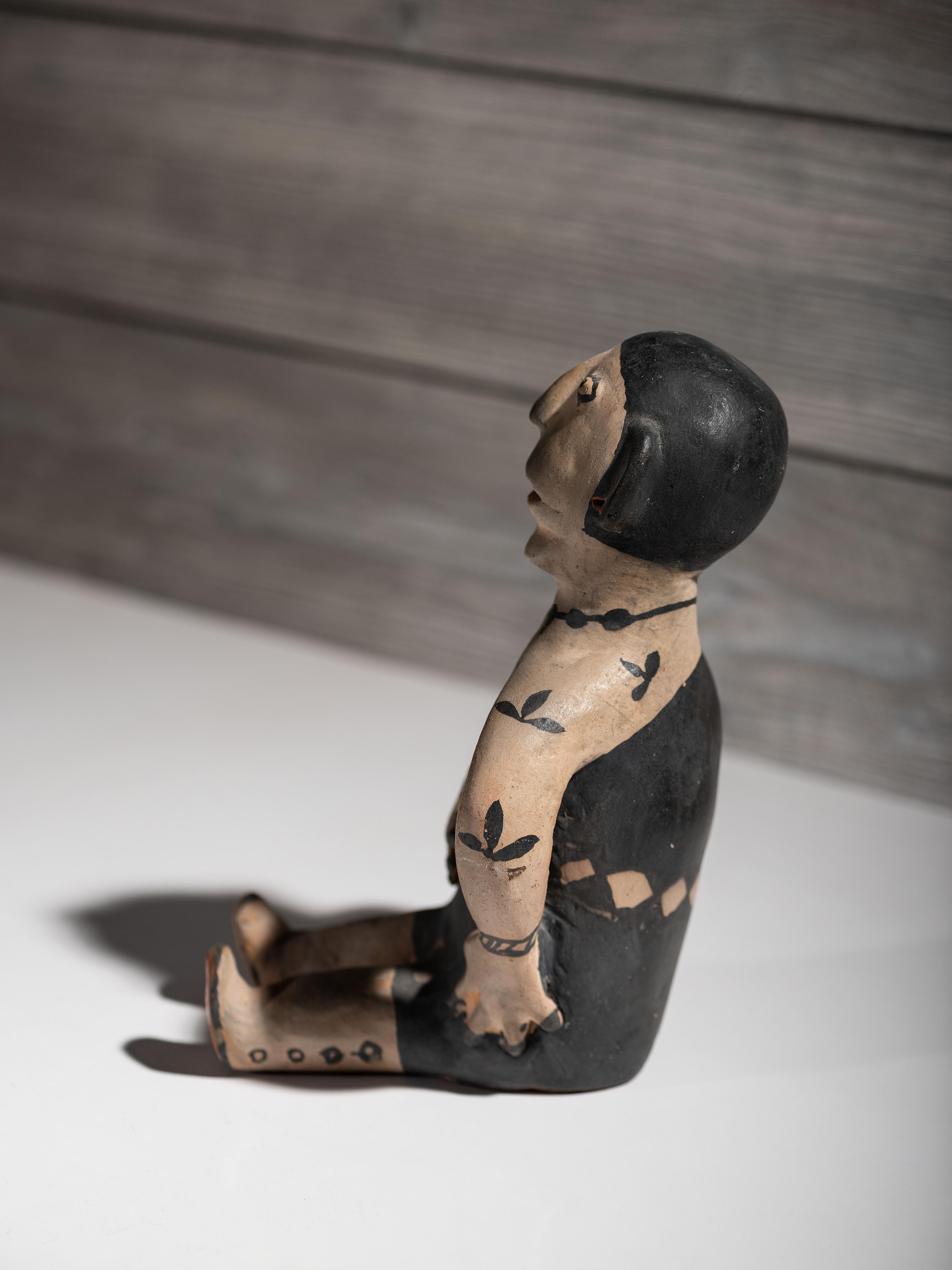 Seated Cochiti Pottery Figure