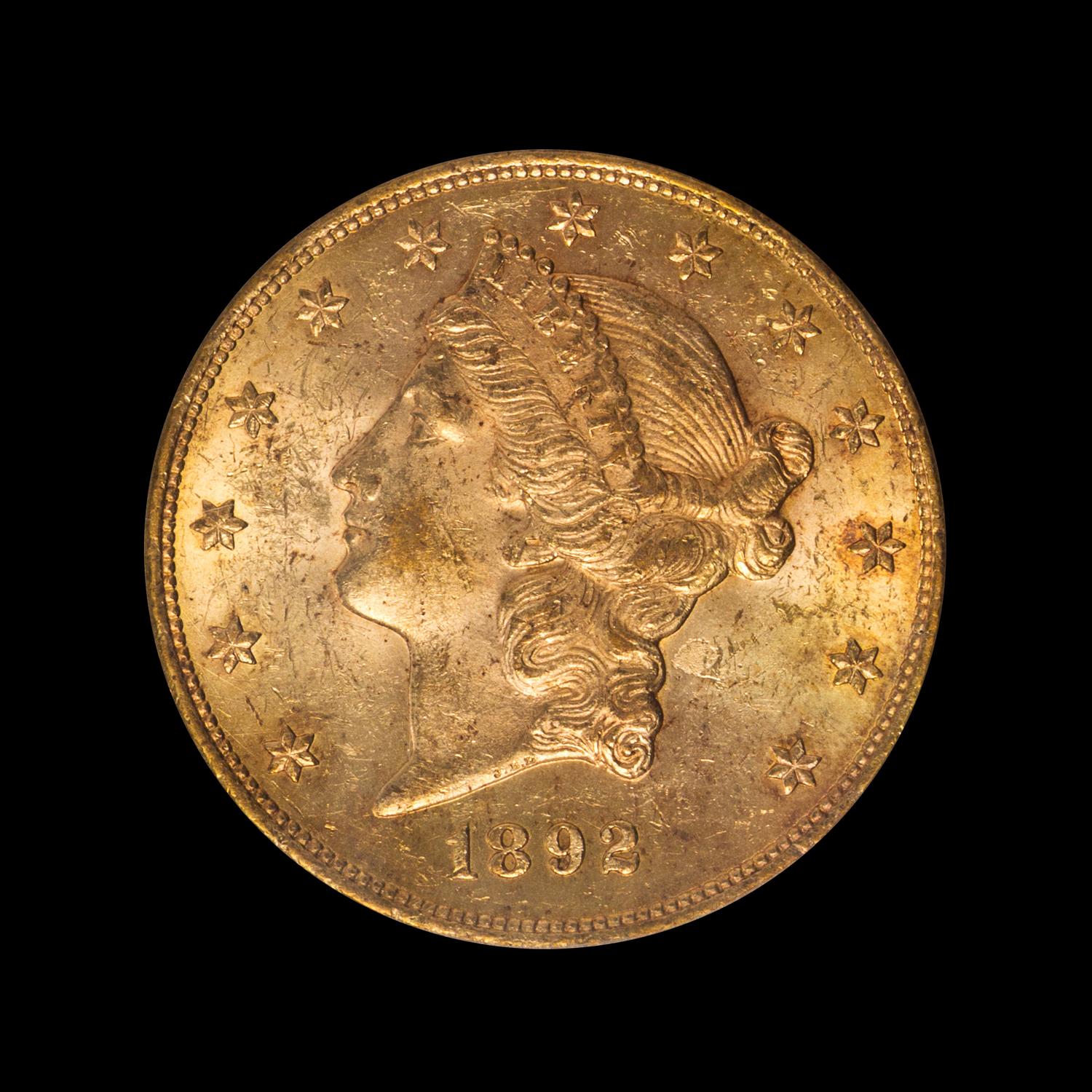 A United States 1892-CC Liberty Head $20 Gold Coin