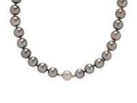 TAHITIAN CULTURED PEARL AND DIAMOND NECKLACE