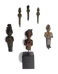 Six Egyptian Bronze Osiris Figures