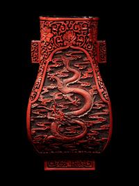 Four Chinese Carved Red Lacquer Articles