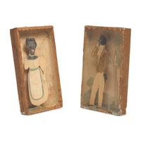 A Pair of Shadowboxes with Painted Paper Cut-Outs of An African-American Lady and Gentleman