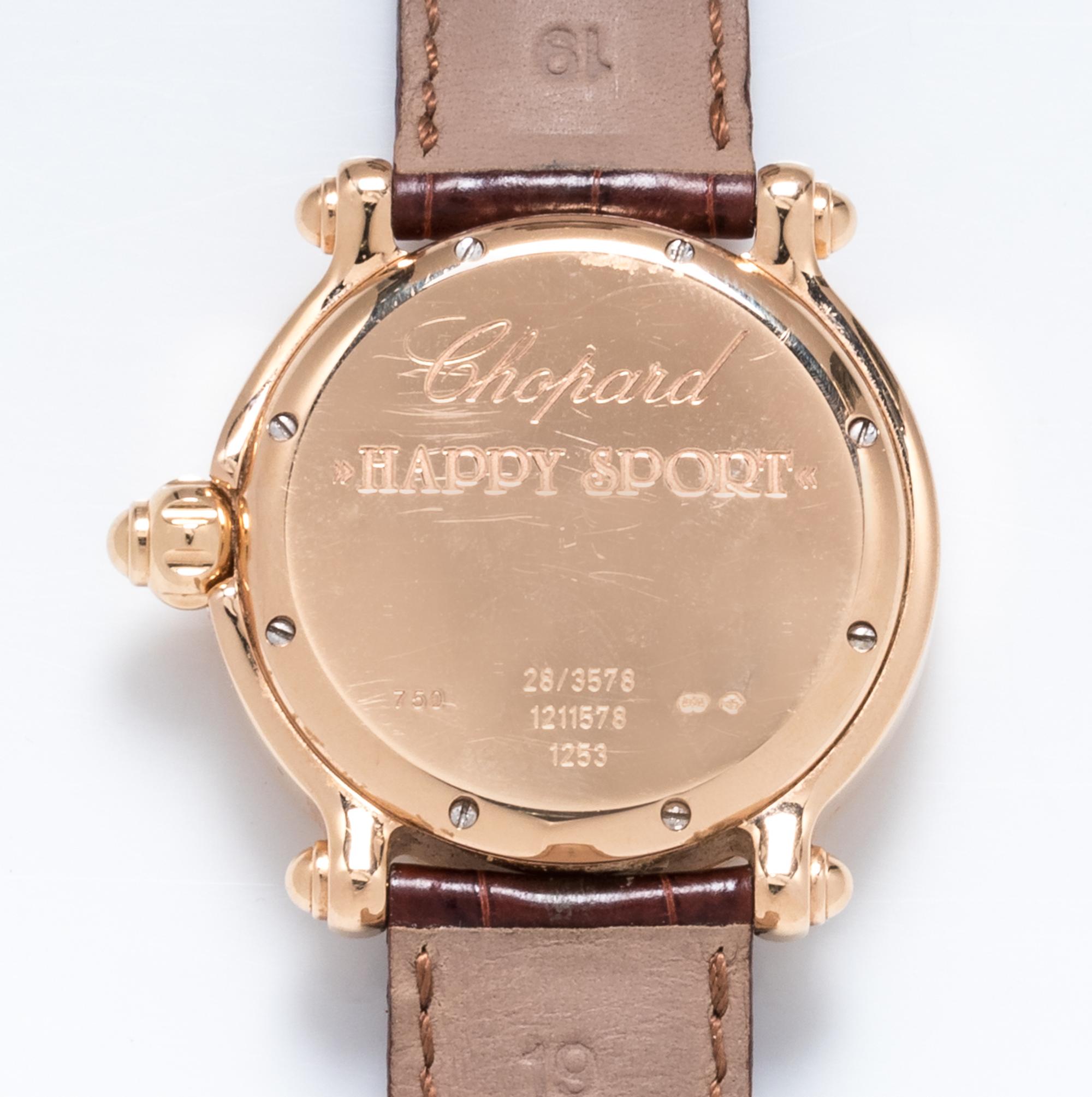 An 18 Karat Rose Gold 'Happy Sport' Wristwatch, Chopard,