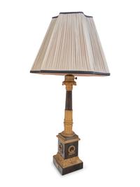 An Empire Gilt and Patinated Bronze Oil Lamp Converted to Electricity