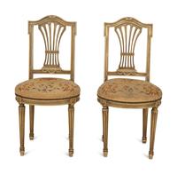A Pair of Louis XVI Style Painted Side Chairs