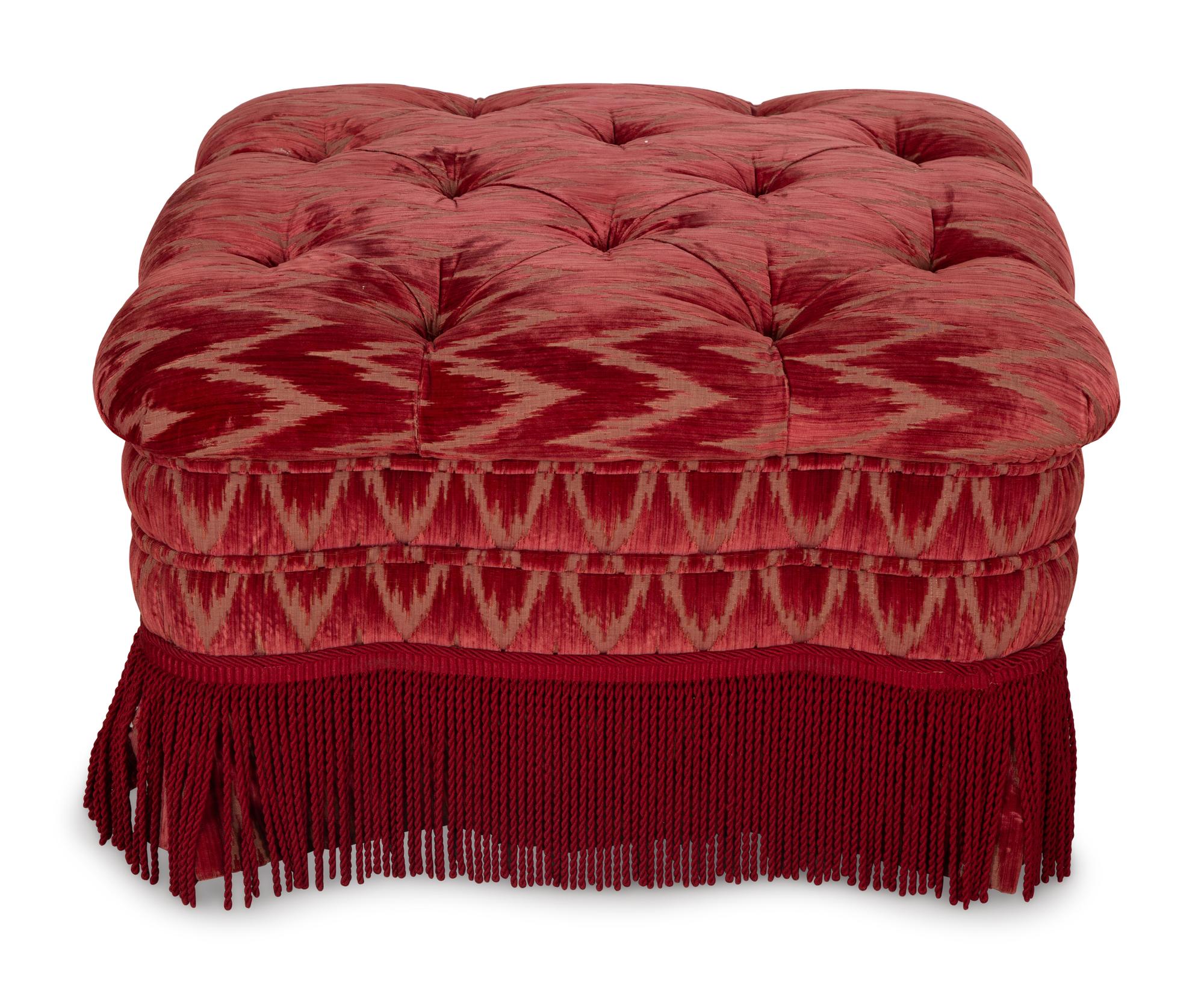 A Cut-Silk Velvet Button Tufted Ottom