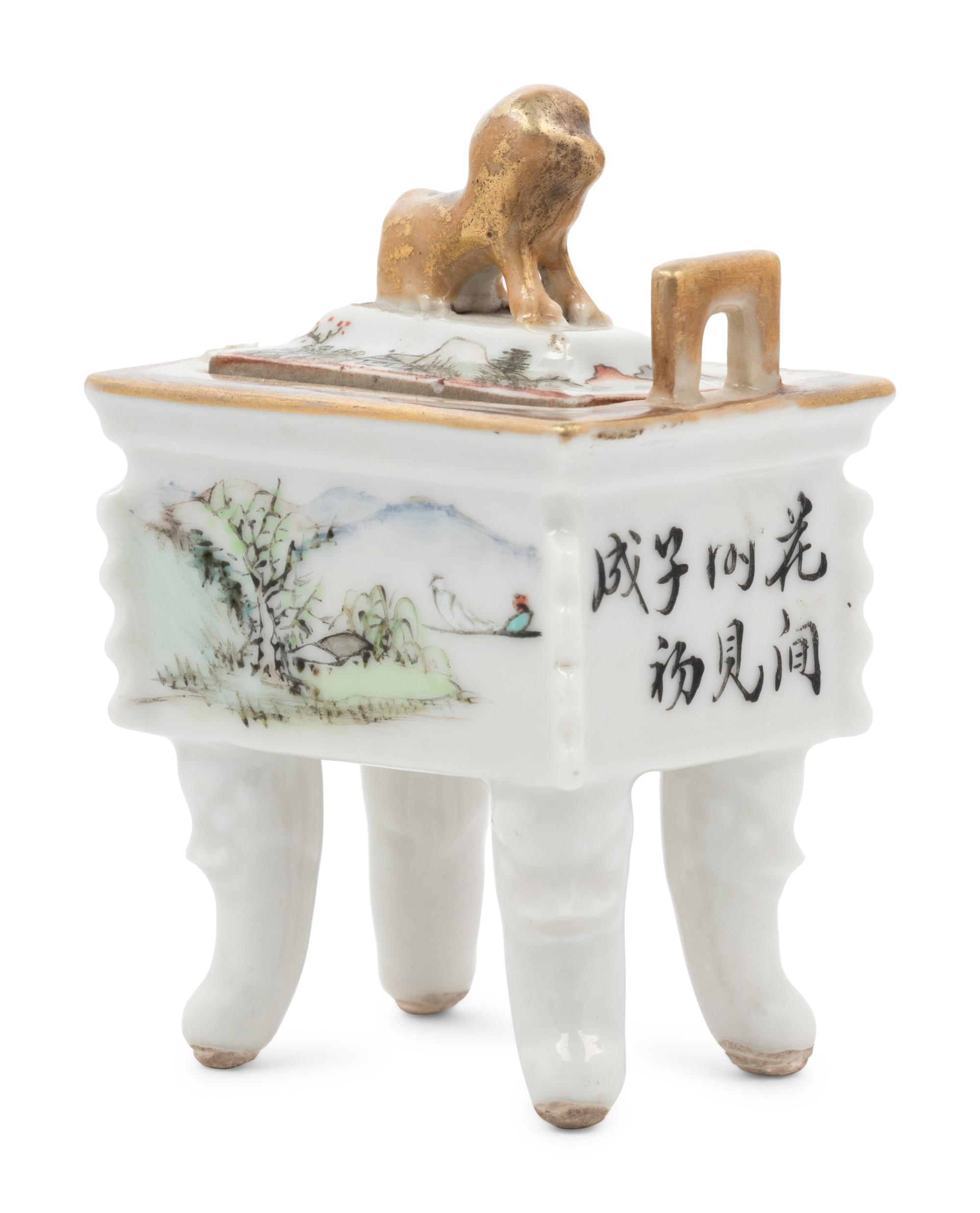 Two Chinese Famille Rose Porcelain Scholar's Objects