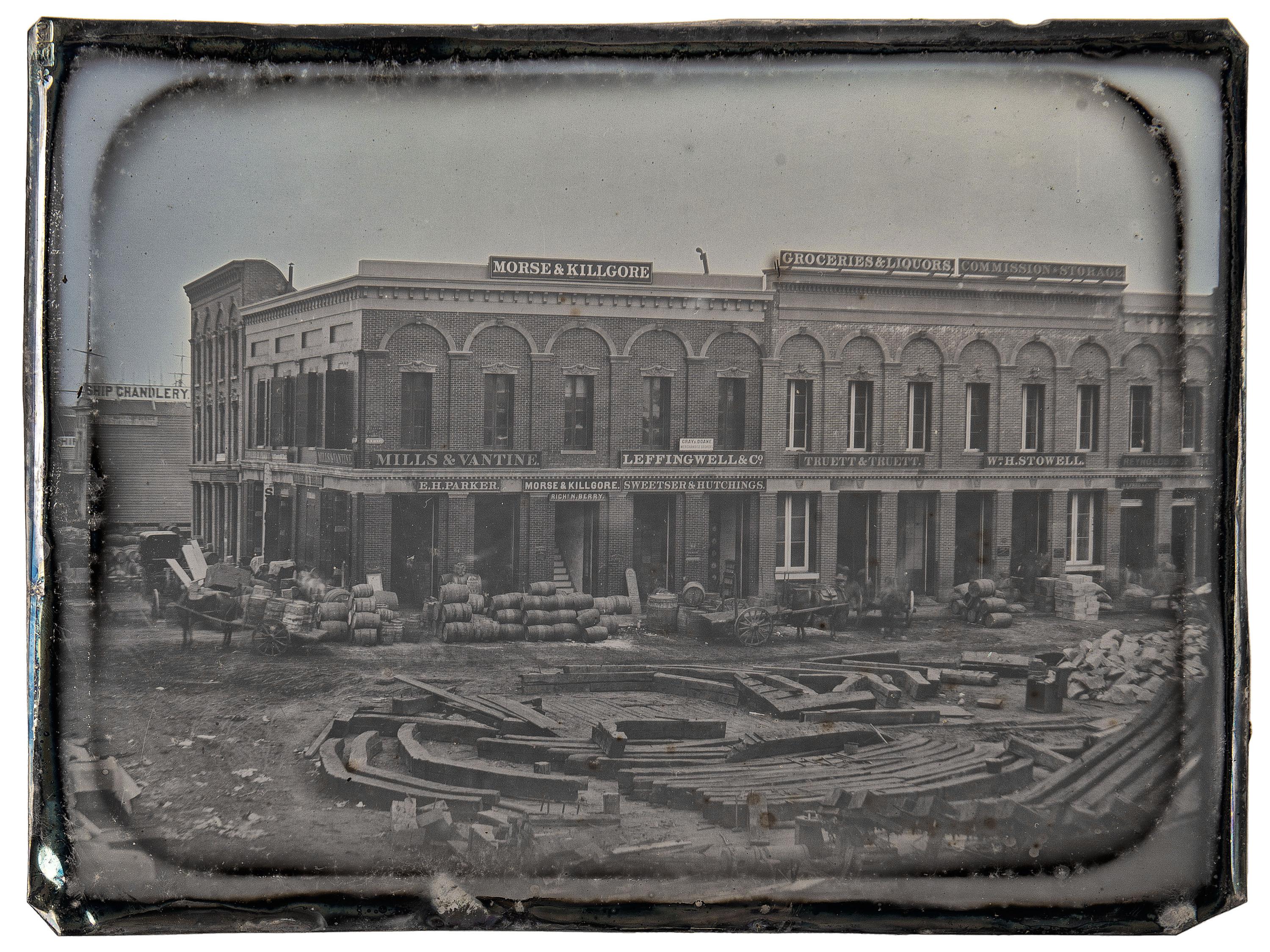 [CALIFORNIA - EARLY PHOTOGRAPHY]. Whole plate daguerreotype of San Francisco, California. Circa 1852-1853.