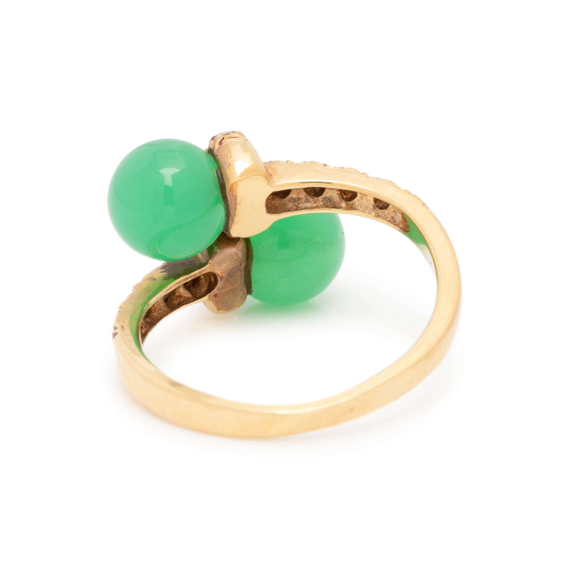 GREEN GLASS AND DIAMOND RING