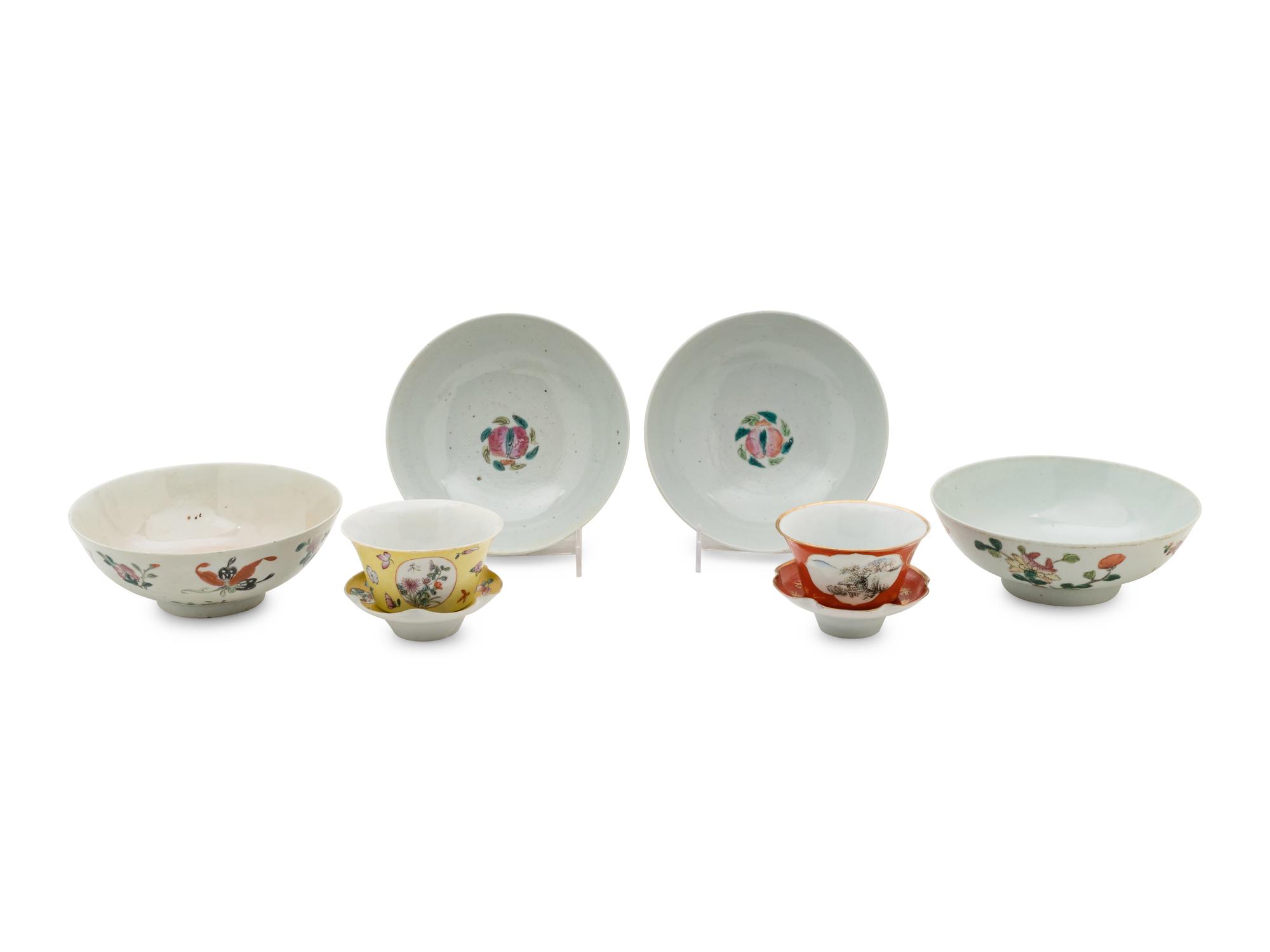 Six Chinese Famille Rose Porcelain Wares