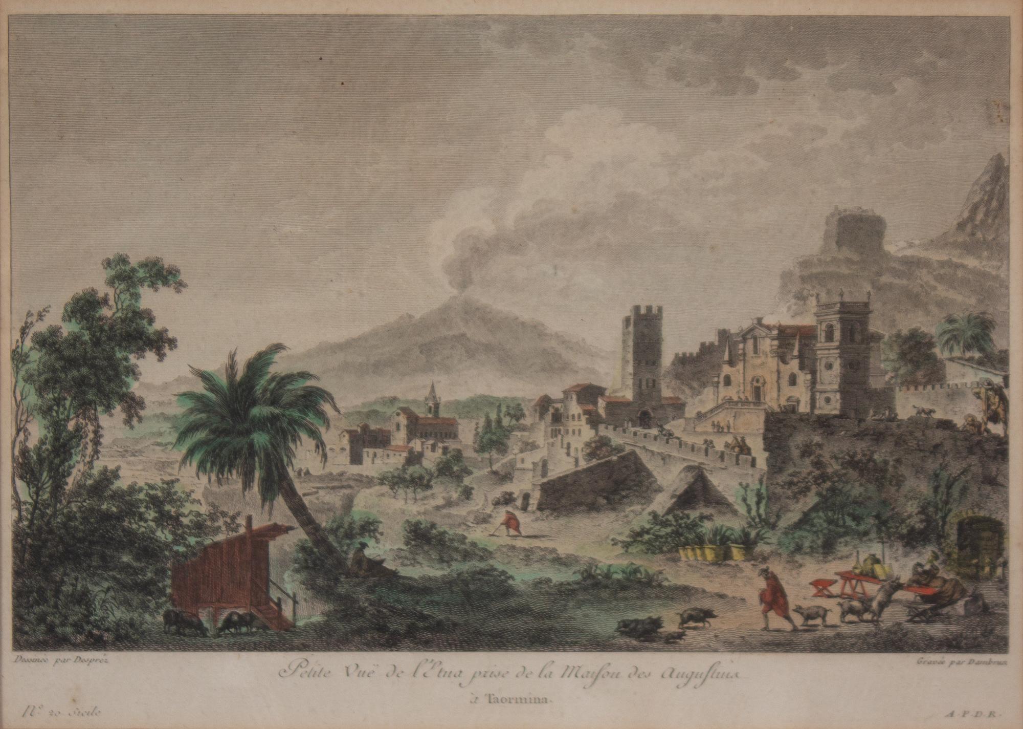 A Set of Four French Colored Engravings
