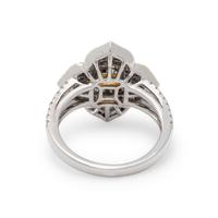 FANCY INTENSE YELLOW DIAMOND AND DIAMOND RING