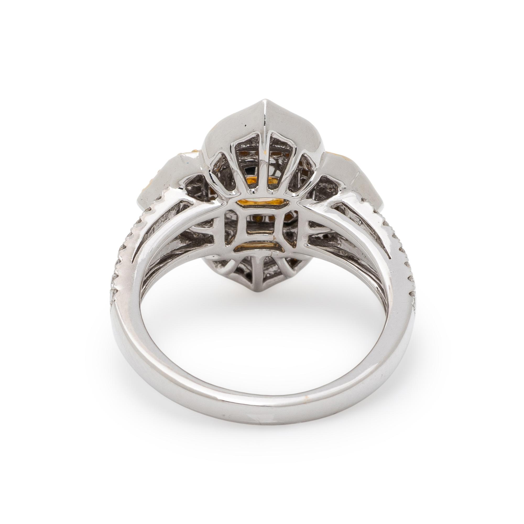 FANCY INTENSE YELLOW DIAMOND AND DIAMOND RING
