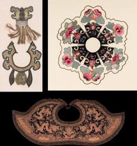 Three Chinese Embroidered Silk Collars, Qing Dynasty 清 云肩一組三件