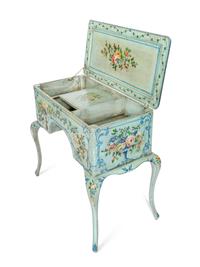 A Louis XV Style Painted Dressing Table with Polychromed Floral Decoration