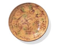 A Glazed and Sgraffito-Redware Pie Plate, Attributed to Jacob Medinger, Circa 1930