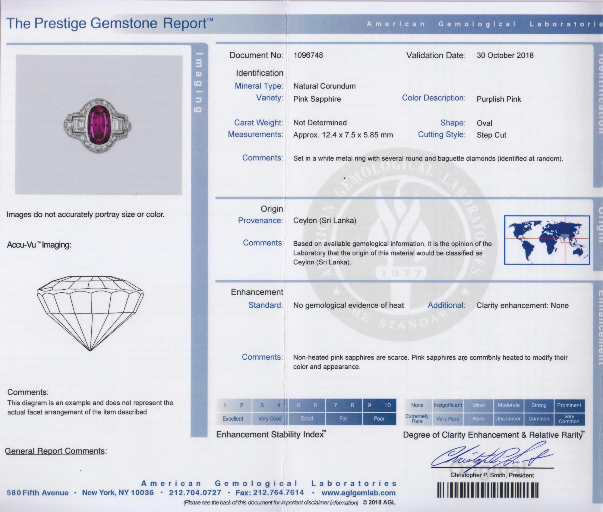 A Platinum, Pink Ceylon Sapphire and Diamond Ring,
