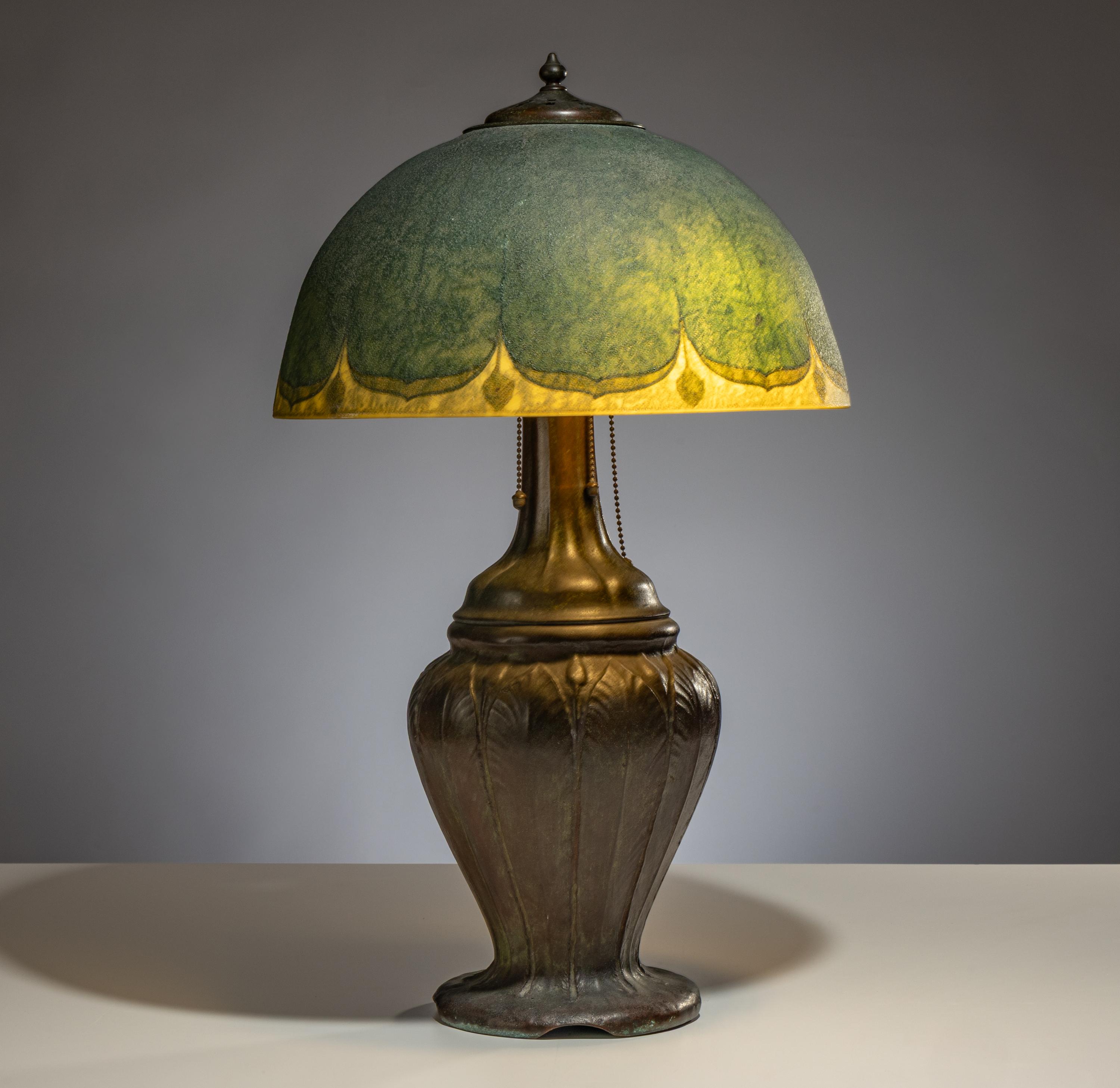 Handel (American, 1885–1936) — Reverse-Painted Table Lamp, c. 1920