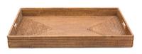 A Rattan Rectangular Serving Tray and Eleven Plate Holders Tray, 28 x 20 inches. — 20TH CENTURY
