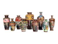 Nine Cloisonné Vases