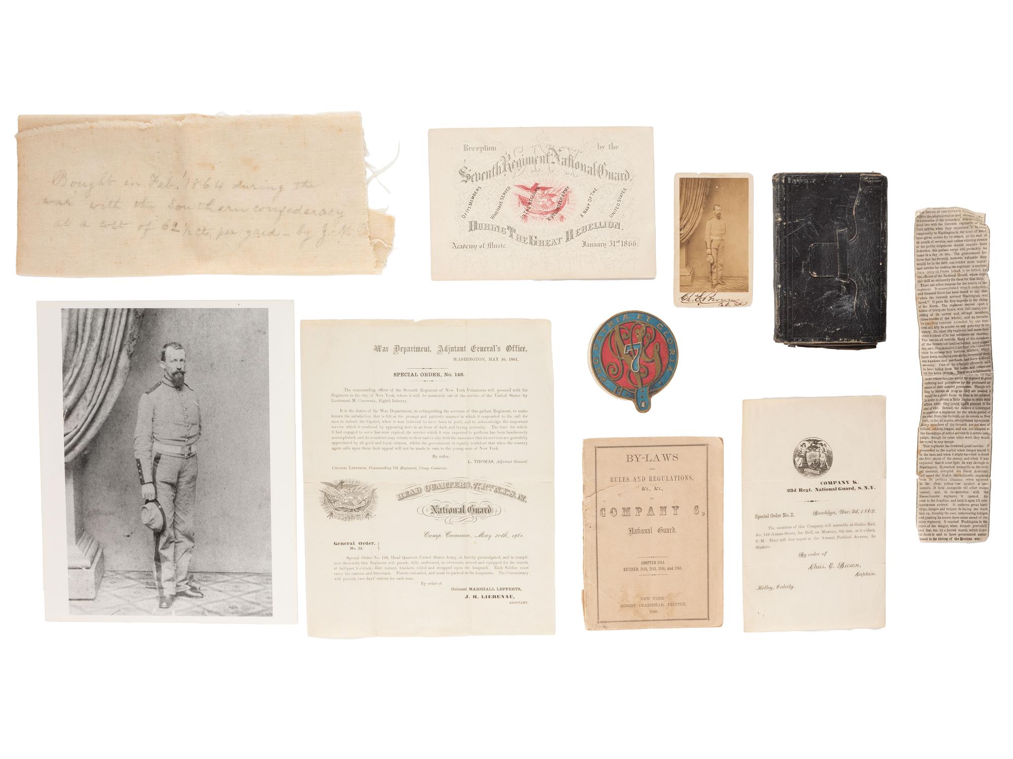 [CIVIL WAR]. Archive identified to Charles E. Brown, Co. 6, 7th New York State Militia.