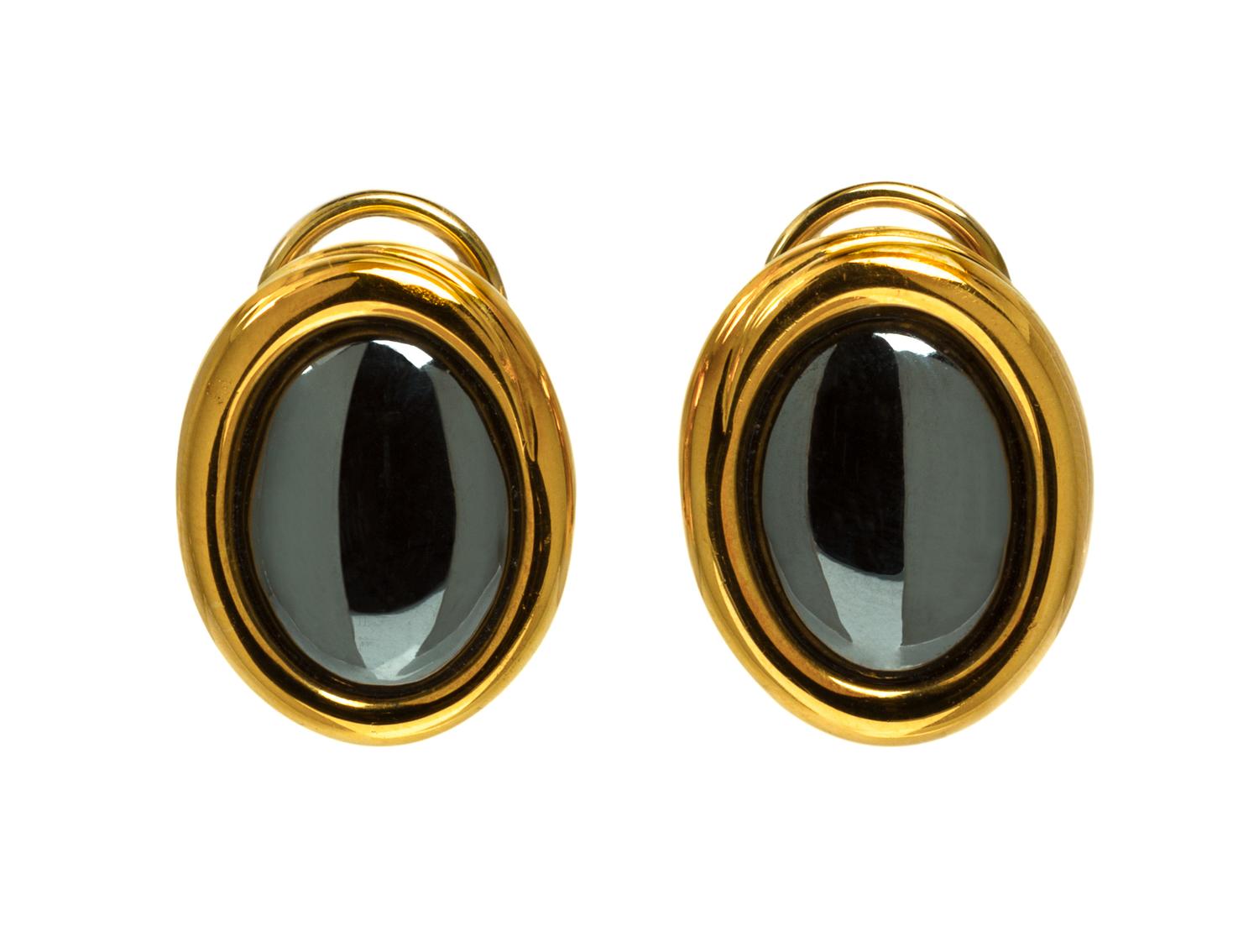 A Pair of 18 Karat Yellow Gold and Hematite Earclips, Angela Cummings for Tiffany & Co., 13.10 dwts.