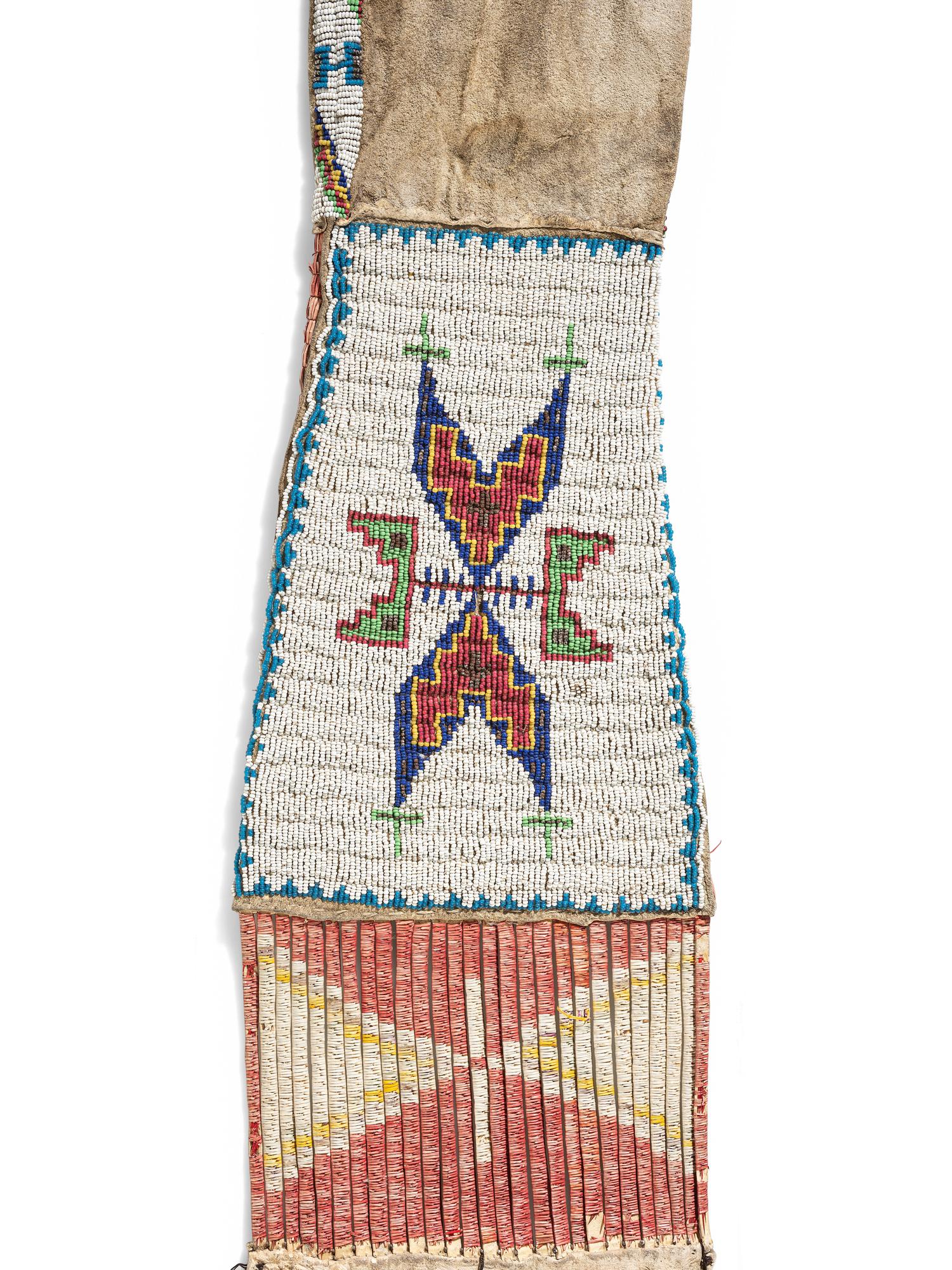 Rare Sioux Double-sided Beaded and Quilled Tobacco Bag