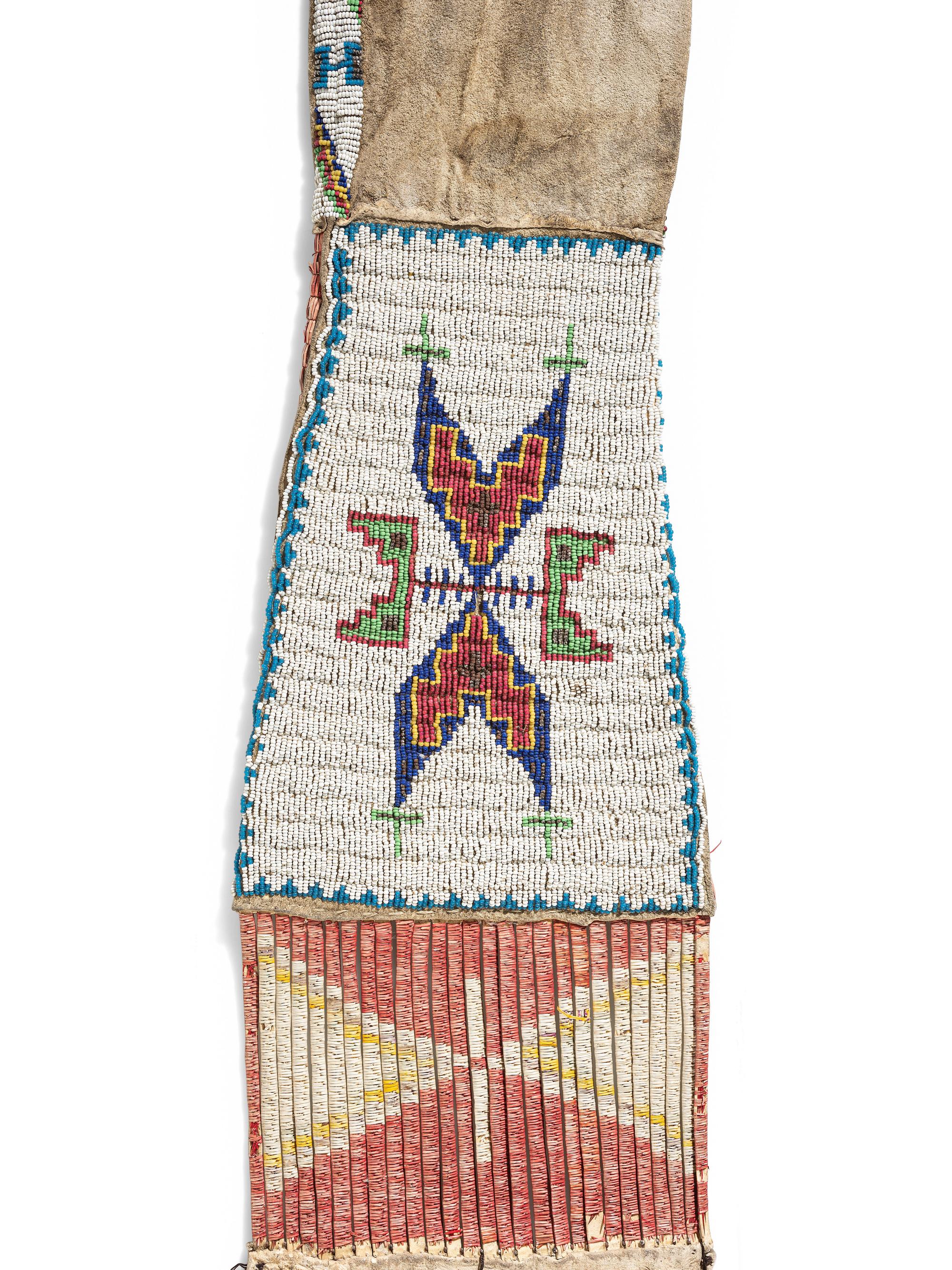 Rare Sioux Double-sided Beaded and Quilled Tobacco Bag