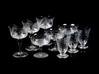 A Collection of Etched Glass Stemware