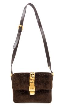 A Gucci Brown Chenille Handbag, 8.5" x 6.5" x 2.5".