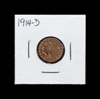 A 1914-D Indian Head $2.50 Gold Coin