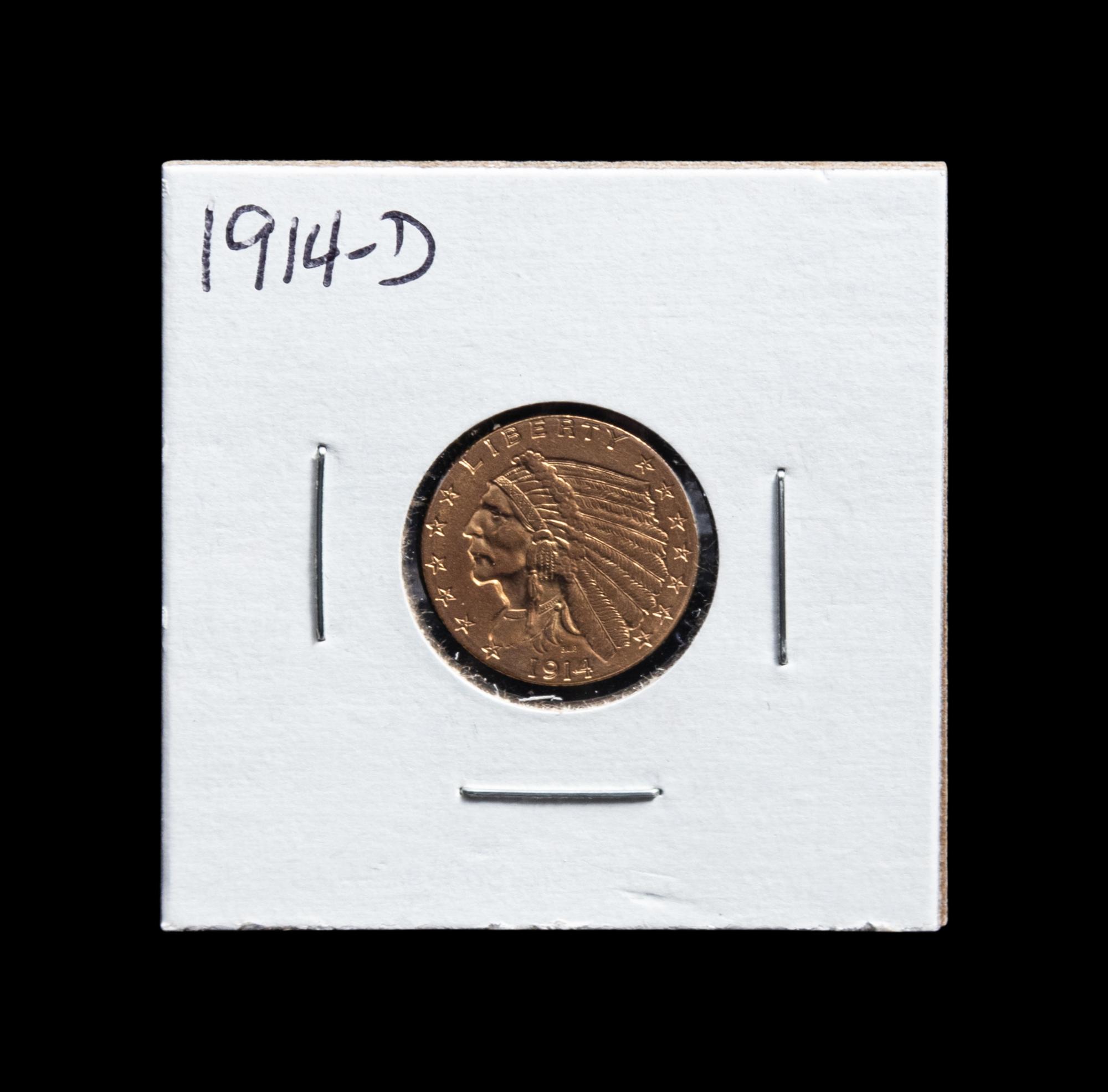 A 1914-D Indian Head $2.50 Gold Coin