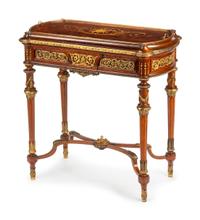A Pair of Louis XV Style Gilt Bronze and Porcelain Three-Light Sconces