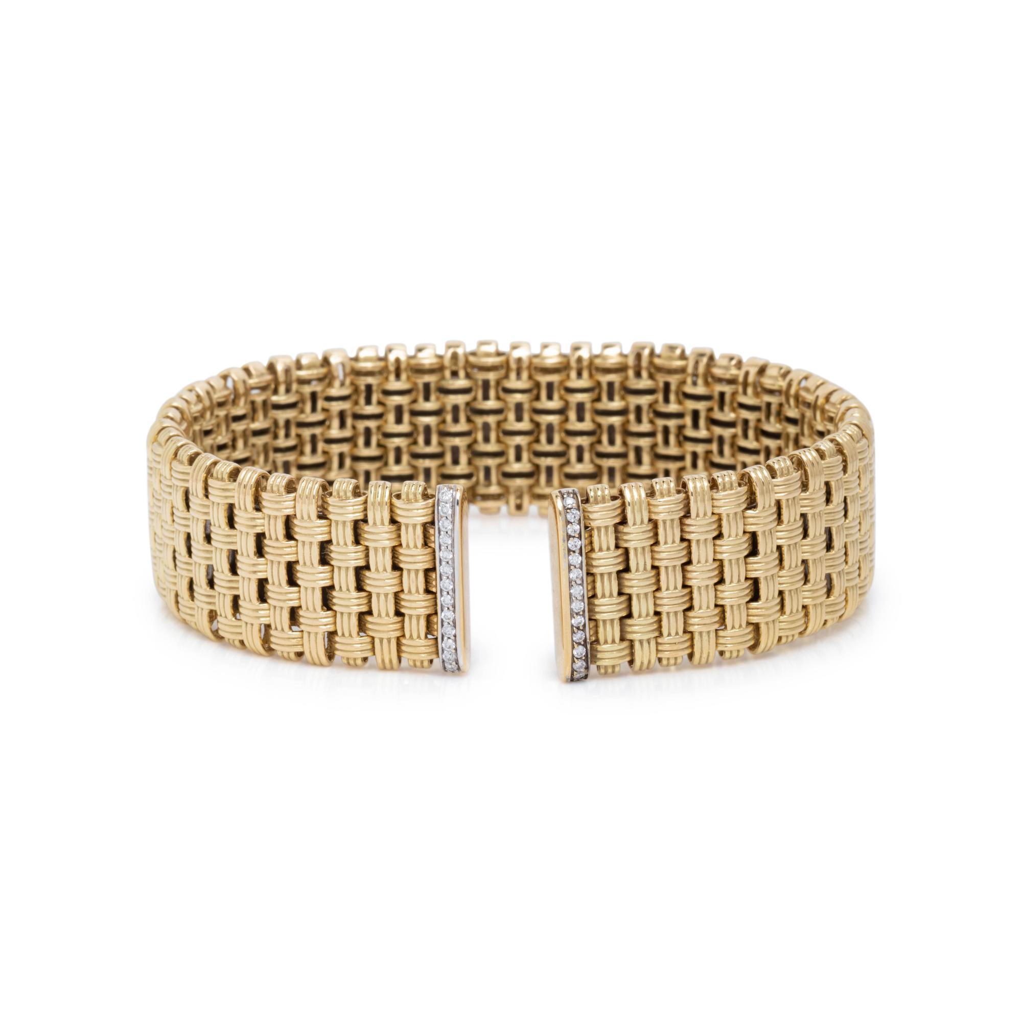 ROBERTO COIN, YELLOW GOLD AND DIAMOND 'APPASSIONATA' CUFF BRACELET