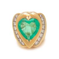 SUSAN BERMAN, YELLOW GOLD, EMERALD AND DIAMOND RING