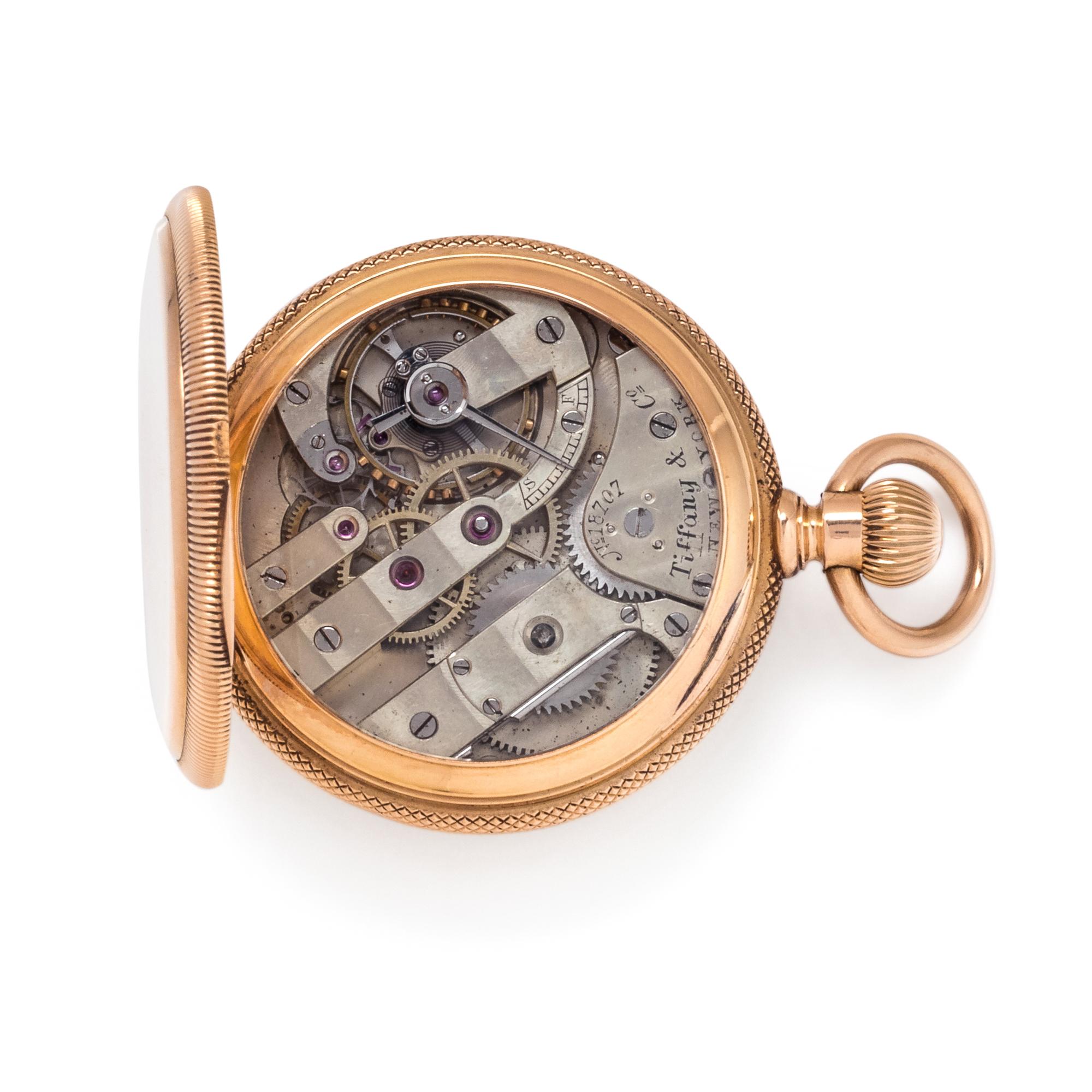 TIFFANY & CO., 18K YELLOW GOLD OPEN FACE POCKET WATCH