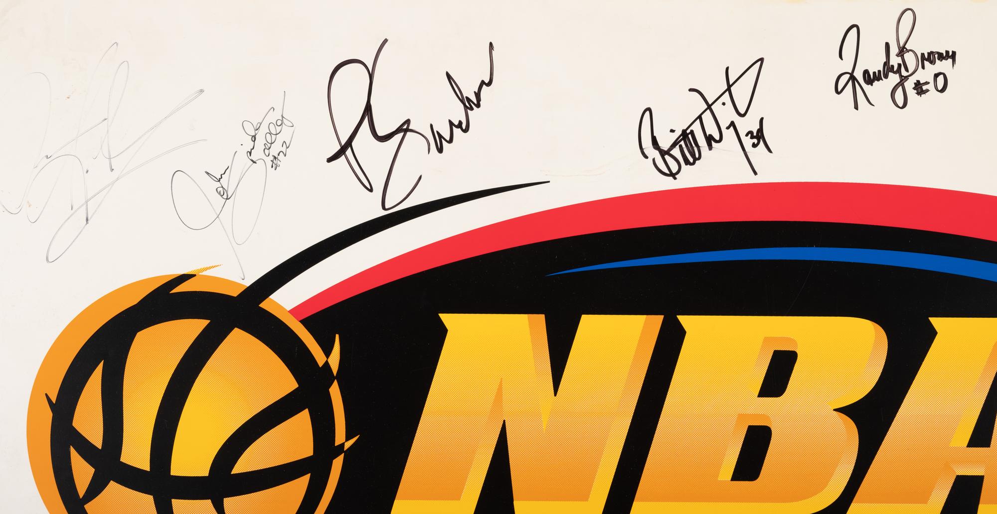 An Exceptionally Rare 1996 NBA Finals Chicago Bulls Team Signed Autograph Locker Room Sign Including Michael Jordan (Bulls Letter and Beckett Authentication Letter BAS Services Certified)