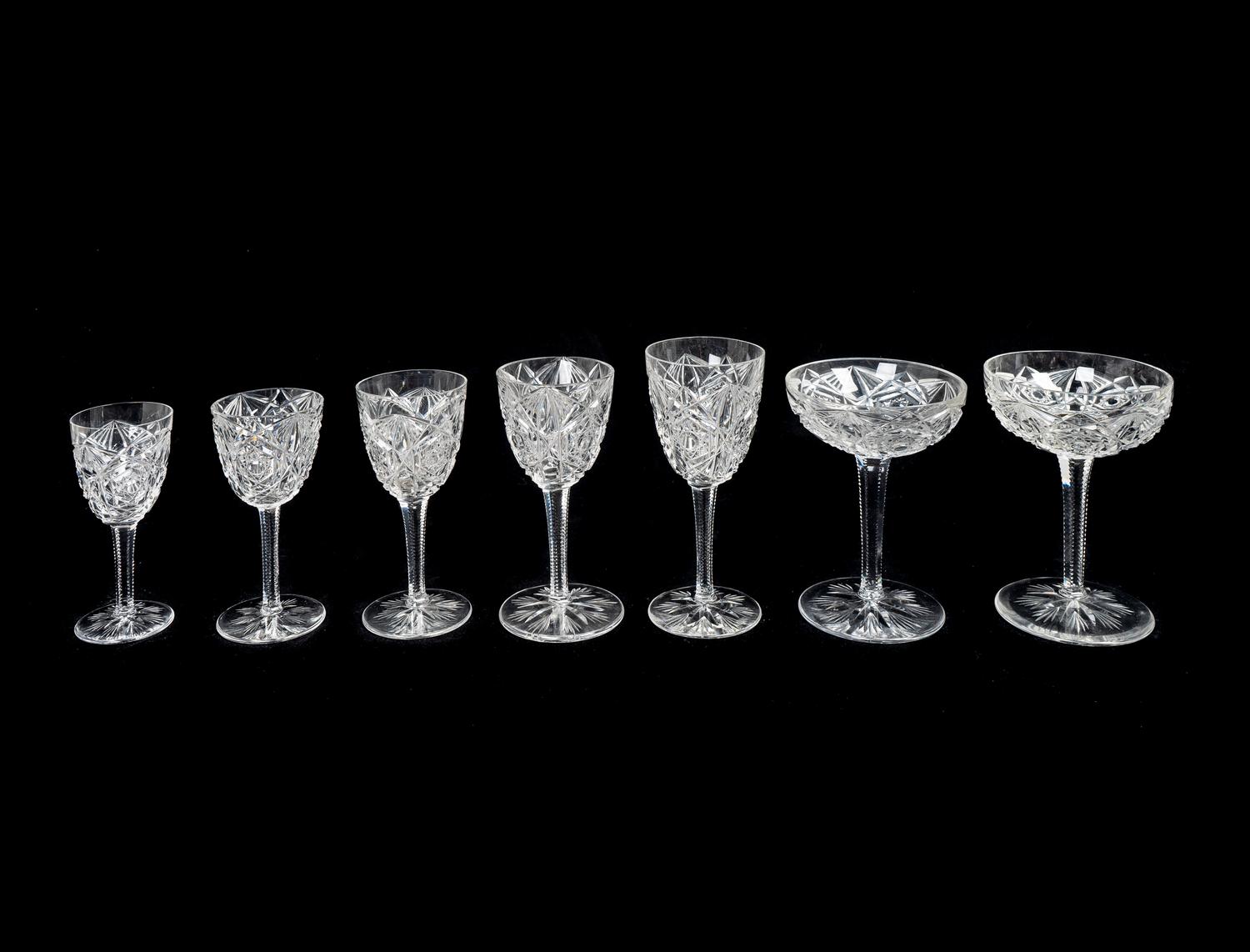 A Baccarat Cut-Glass Part Stemware Service in the Lagny Pattern