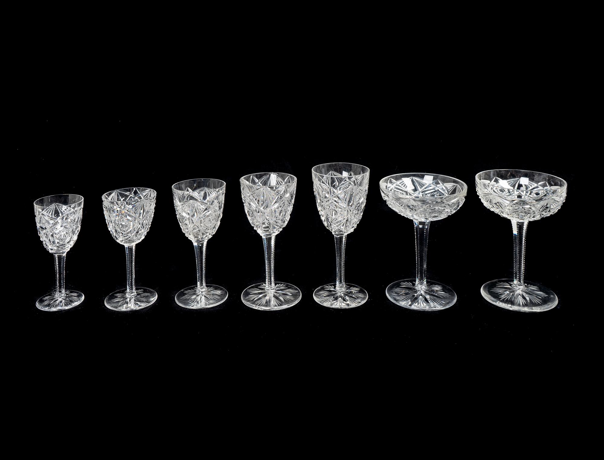A Baccarat Cut-Glass Part Stemware Service in the Lagny Pattern