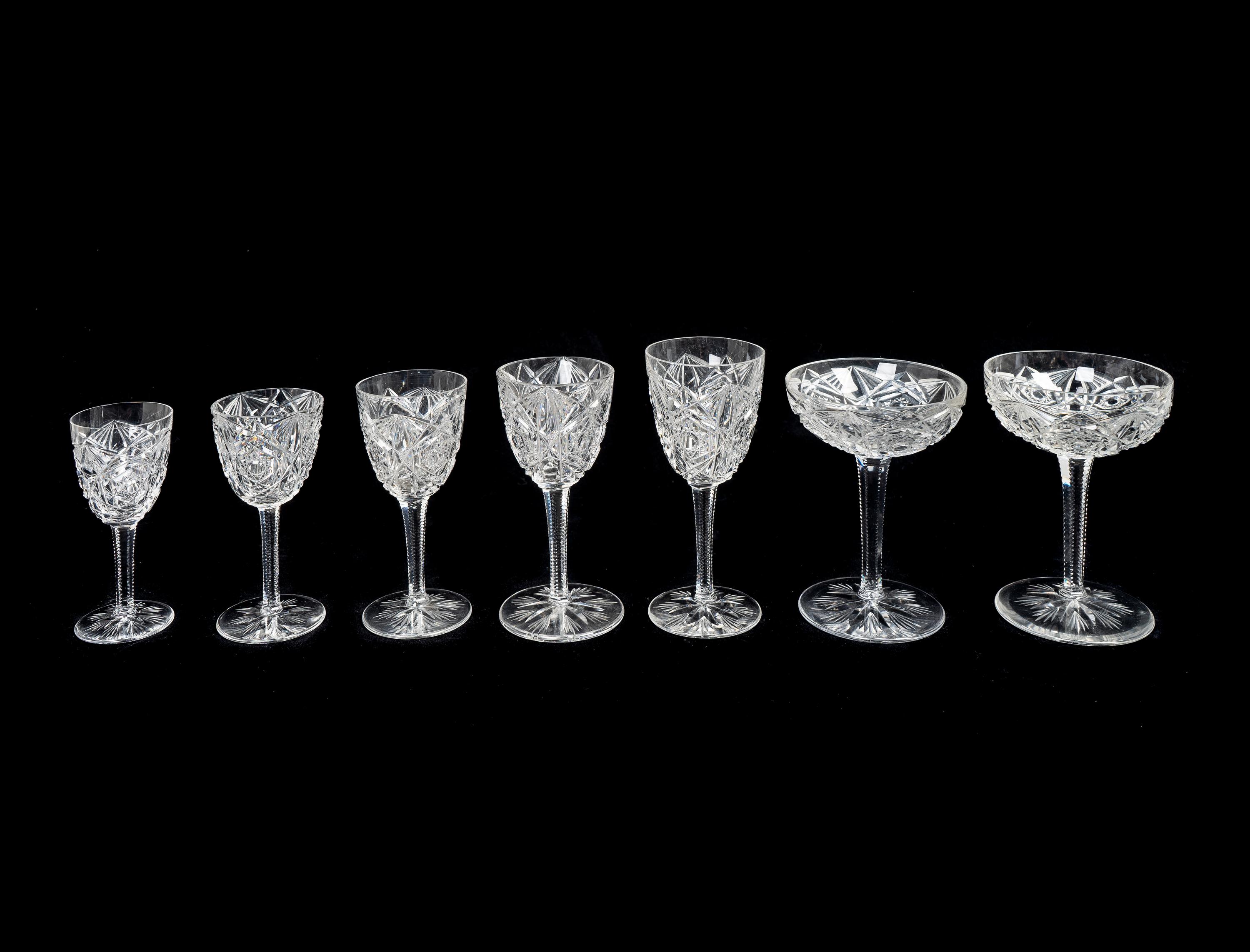 A Baccarat Cut-Glass Part Stemware Service in the Lagny Pattern