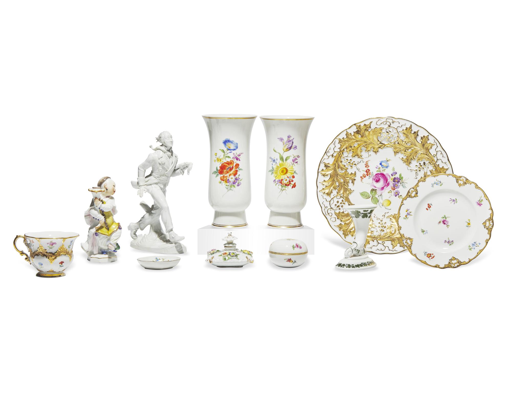 An Assorted Group of Meissen Porcelain Table Articles
