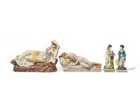 A collection of nine Staffordshire figures, England, late 18th / early 19th century