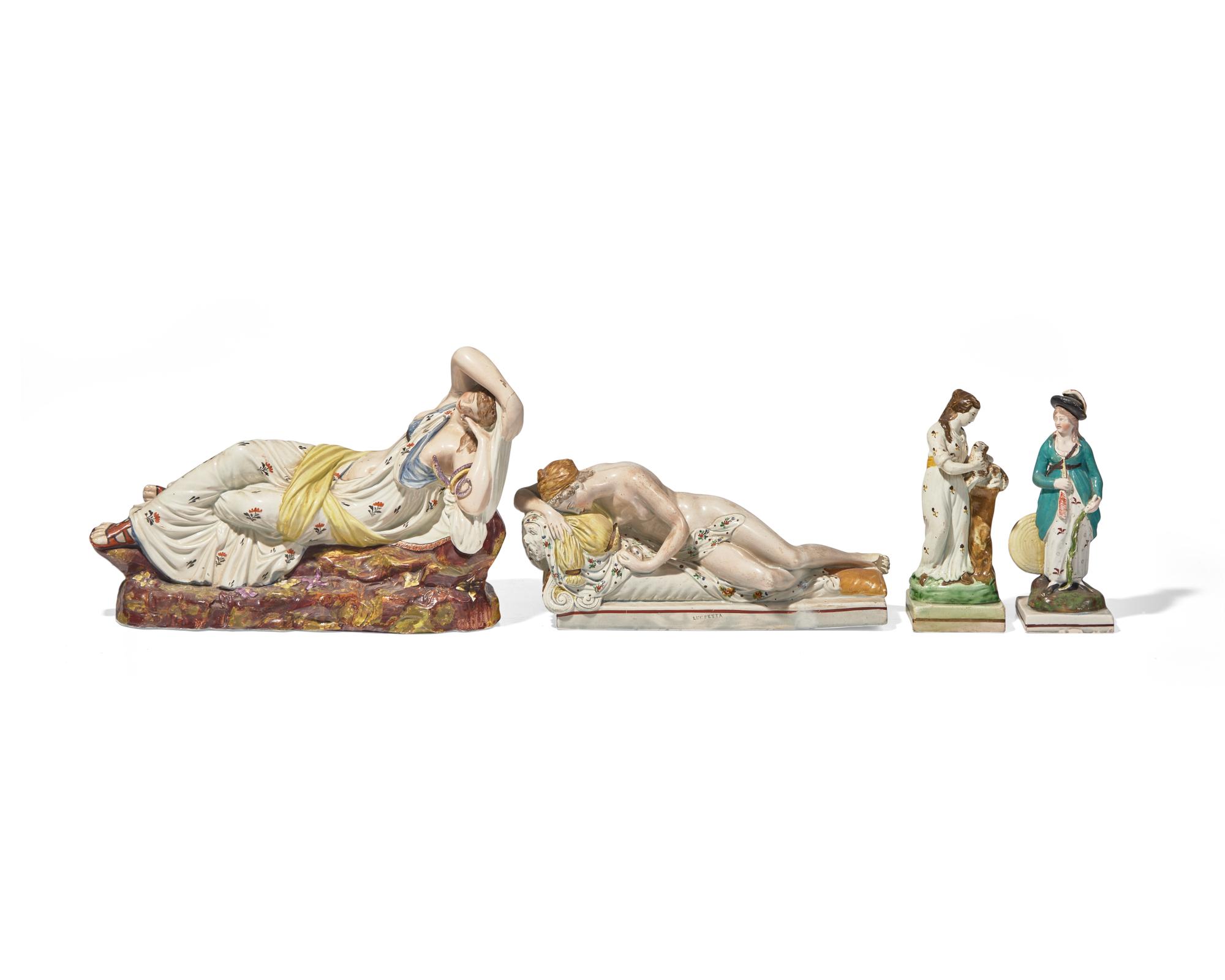 A collection of nine Staffordshire figures, England, late 18th / early 19th century