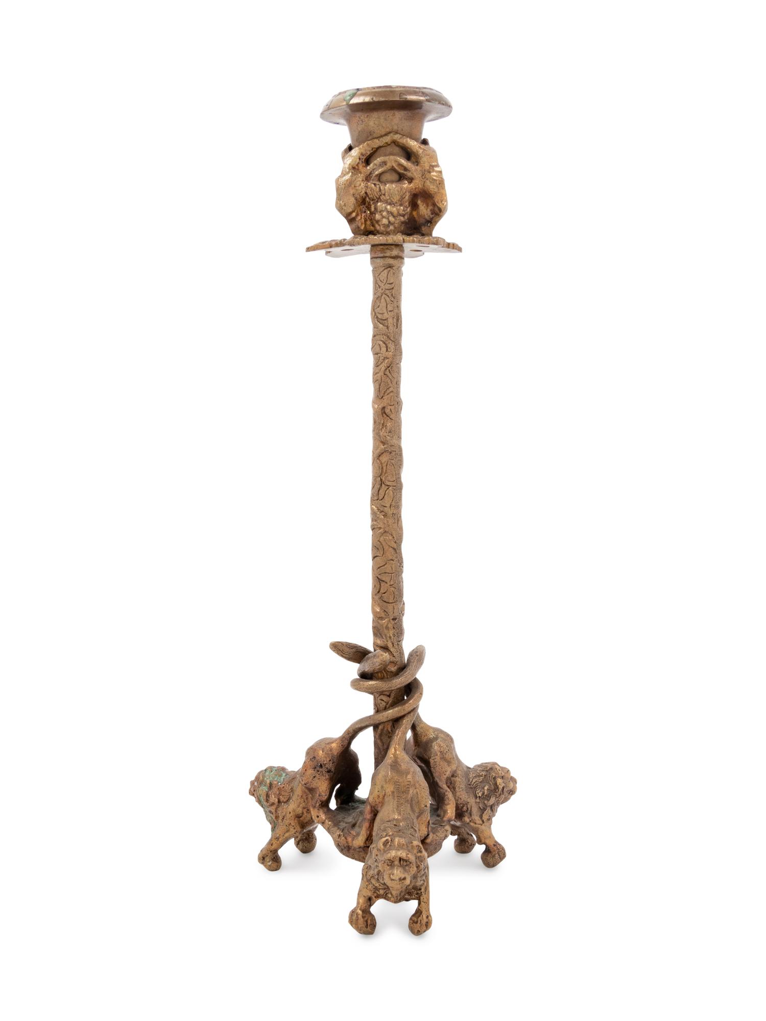 A Neoclassical Style Gilt Metal Candlestick