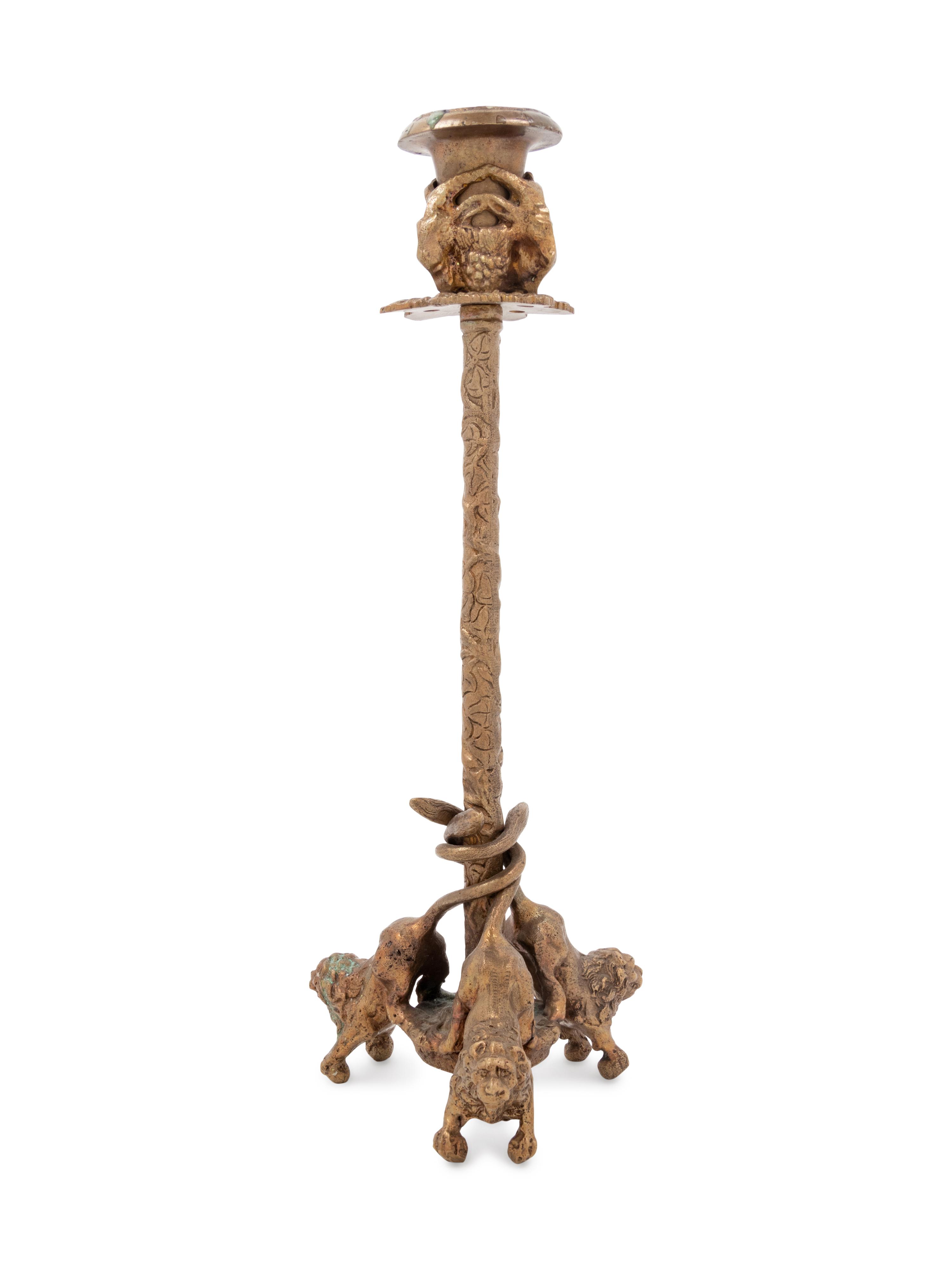 A Neoclassical Style Gilt Metal Candlestick